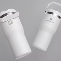 Stanley White Insulated Tumbler With Handle And Secure Lid Design