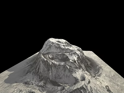 Garden Landscape 3D Mountain Model With Textured Surface Square Platform And Black Background 3d model