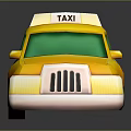 Yellow Taxi Toy With Taxi Sign On Roof Green Windows And Checkerboard Pattern