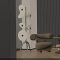Modern Floor Lamp With Multiple Circular Shades Metal Stand And Beige Chair In Living Room