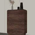 Modern Wooden Entryway Console Cabinet With Drawer Design And Vases On Top
