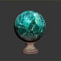 Turquoise Decorative Crystal Sphere With Intricate Texture On Stone Base