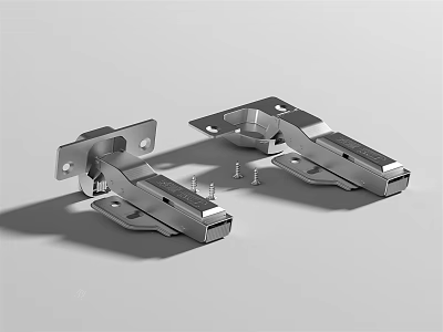 Stainless Steel Metal Hinges With Screws And Mounting Components For Furniture 3d model