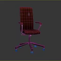 Modern Red Quilted Office Chair With Metal Arms And Wheeled Base
