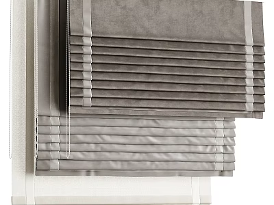 Gray Layered Curtains With Modern Design For Elegant Window Decoration 3d model