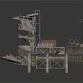 Industrial Construction Structure With Multi Level Steel Frames Platforms Concrete Supports And Storage Tanks