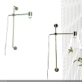Modern Wall Lamps Transparent Shades Black Gold Fixtures White Wall Vertical Stripes And Green Plant