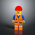 Vibrant Lego Construction Worker Minifigure In Orange Workwear And Red Helmet At Mall Store