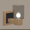 Modern Wall Lamp with Wooden Frame Transparent Glass Shade and White Bulb