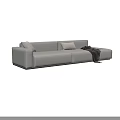 Modern Light Gray Fabric Sectional Sofa with Soft Cushions and Throw Blanket 3d model