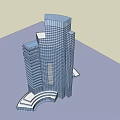 Modern Office Building Exterior Design With Glass Curtain Wall And Layered Structure