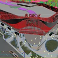 Modern Commercial Complex With Glass Facade Green Surroundings And Parking Area