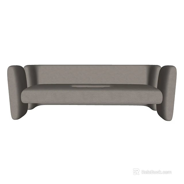 Modern Multi seat Sofa in Gray Fabric Featuring Comfortable Cushions and Armrests 3d model