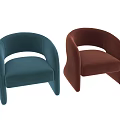 Elegant Modern Brown Velvet Leisure Chair With Curved Backrest And Armrests