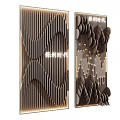 Modern Carved Background Wall Design With Geometric Patterns And Wooden Texture 3d model