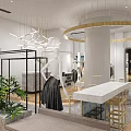 Stylish Modern Clothing Store With Elegant Window Display Mannequins And Glass Doors