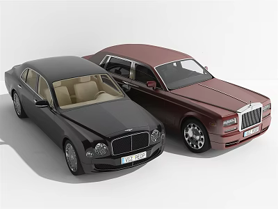 Luxury Black and Burgundy Sedan Cars Featuring Elegant Exterior Design 3d model