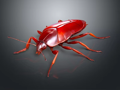 Detailed Red Cockroach With Shiny Exoskeleton And Long Legs On Dark Background 3d model