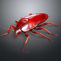 Detailed Red Cockroach With Shiny Exoskeleton And Long Legs On Dark Background
