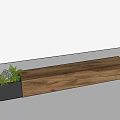 Wooden Landscape Seats With Black Planter And Green Plants For Outdoor Space