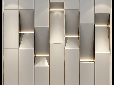 Elegant Modern Kitchen Wall Decor With Metal Geometric Design And LED Lighting 3d model