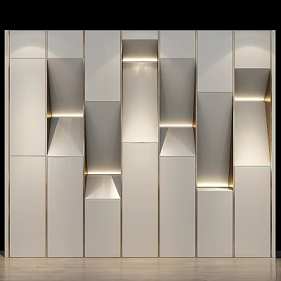 Elegant Modern Kitchen Wall Decor With Metal Geometric Design And LED Lighting 3d model