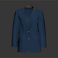 Stylish Blue Blazer With Patterned Inner Lining And Decorative Front Pockets 3d model