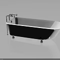 Elegant Freestanding White Bathtub With Chrome Faucet And Metal Support Legs