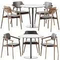 Modern Round Table And Chairs Set With Wooden Frame Upholstered Seats Metal Legs