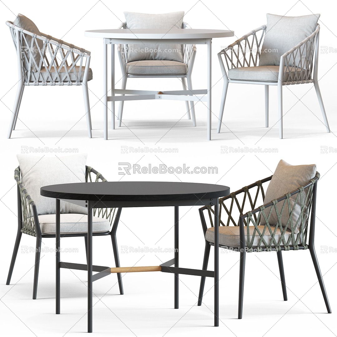 Simple outdoor leisure table and chair combination 3d model