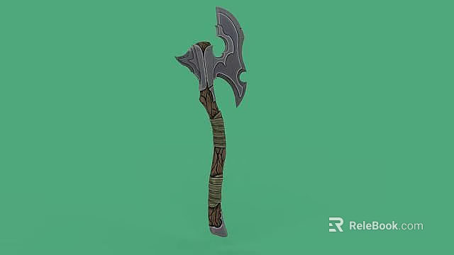Technology Exhibition Hall Showcasing 3D Axe Model With Wooden Handle And Metal Blade 3d model 