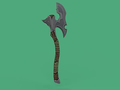 Technology Exhibition Hall Showcasing 3D Axe Model With Wooden Handle And Metal Blade 3d model