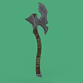 Technology Exhibition Hall Showcasing 3D Axe Model With Wooden Handle And Metal Blade
