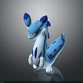 Blue And White Mythical Creature Character With Spotted Body Horns And Tail 3D Model Design