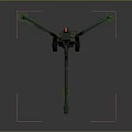 Green Vintage Artillery Weapon With Wheeled Base And Long Metal Barrel