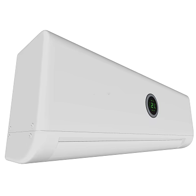 White Wall Mounted Air Conditioner Fan With Circular Digital 3d model