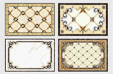 European-style ceramic tile classical marble floor tile mosaic 3d model