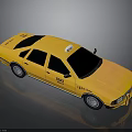 Yellow Taxi Car Exterior With TAXI Sign Black Windows And Roof Light