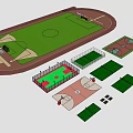Garden Ornaments In Sports Field With Running Track And Multi Sport Courts
