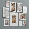 Bridal Photo Wall With Framed Wedding Dress Photos Golden Decor Arched Ceiling And Typography Art