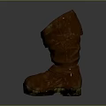 Brown Leather Tall Boots Featuring Wrinkled Cuffs And Thick Rubber Soles