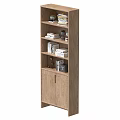 Wooden Bookcase With Open Shelves And Closed Cabinet For Books And Decorative Items