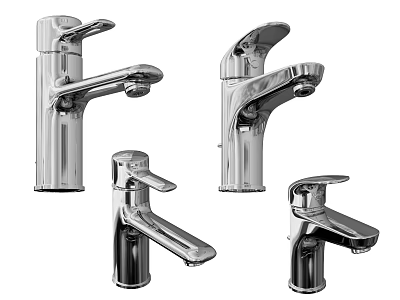 Modern Stainless Steel Faucet Set With Various Design Styles For Bathroom Kitchen 3d model