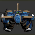 Armored Robot Character 3D Model with Blue Purple Gold Mechanical Futuristic Details