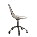 White Modern Office Chair With Circular Backrest Cutouts Metal Base And Caster Wheels
