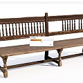 Outdoor Wooden Bench With Carved Slatted Back And Rustic Leg Design