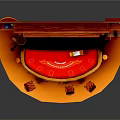 Round Bar Interior Design With Red Countertop Wood Shelves Wine Bottles And Bar Stools