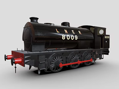 Vintage Black Steam Train With LNER 8009 Marking Red Undercarriage And Black Wheels 3d model