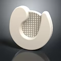 Minimalist White U Shaped Object Featuring Grid Pattern In Center And Smooth Surface