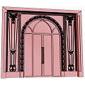 European-style double-door copper door 3d model